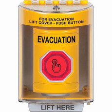 SS2286EV-EN STI Yellow Indoor/Outdoor Surface w/ Horn Momentary (Illuminated) with Red Lens Stopper Station with EVACUATION Label English