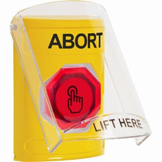 SS22A6AB-EN STI Yellow Indoor Only Flush or Surface w/ Horn Momentary (Illuminated) with Red Lens Stopper Station with ABORT Label English