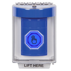SS2436NT-EN STI Blue Indoor/Outdoor Flush Momentary (Illuminated) with Blue Lens Stopper Station with No Text Label English