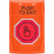 SS2506PX-EN STI Orange No Cover Momentary (Illuminated) with Orange Lens Stopper Station with PUSH TO EXIT Label English