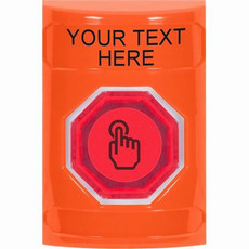 SS2506ZA-EN STI Orange No Cover Momentary (Illuminated) with Orange Lens Stopper Station with Non-Returnable Custom Text Label English