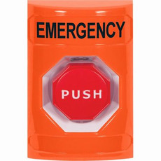 SS2502EM-EN STI Orange No Cover Key-to-Reset (Illuminated) Stopper Station with EMERGENCY Label English