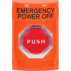SS2502PO-EN STI Orange No Cover Key-to-Reset (Illuminated) Stopper Station with EMERGENCY POWER OFF Label English