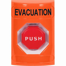 SS2505EV-EN STI Orange No Cover Momentary (Illuminated) Stopper Station with EVACUATION Label English