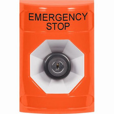 SS2503ES-EN STI Orange No Cover Key-to-Activate Stopper Station with EMERGENCY STOP Label English