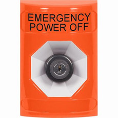 SS2503PO-EN STI Orange No Cover Key-to-Activate Stopper Station with EMERGENCY POWER OFF Label English
