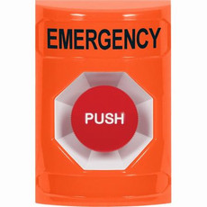 SS2504EM-EN STI Orange No Cover Momentary Stopper Station with EMERGENCY Label English