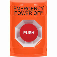 SS2504PO-EN STI Orange No Cover Momentary Stopper Station with EMERGENCY POWER OFF Label English