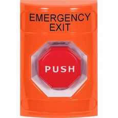 SS2508EX-EN STI Orange No Cover Pneumatic (Illuminated) Stopper Station with EMERGENCY EXIT Label English