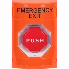SS2509EX-EN STI Orange No Cover Turn-to-Reset (Illuminated) Stopper Station with EMERGENCY EXIT Label English