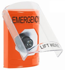 SS25A3EM-EN STI Orange Indoor Only Flush or Surface w/ Horn Key-to-Activate Stopper Station with EMERGENCY Label English