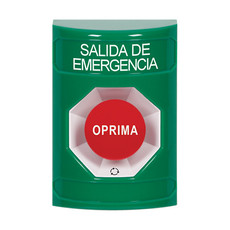 SS2101EX-ES STI Green No Cover Turn-to-Reset Stopper Station with EMERGENCY EXIT Label Spanish