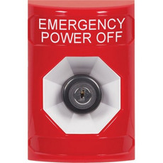 SS2003PO-EN STI Red No Cover Key-to-Activate Stopper Station with EMERGENCY POWER OFF Label English