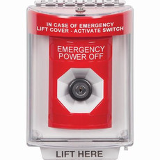 SS2033PO-EN STI Red Indoor/Outdoor Flush Key-to-Activate Stopper Station with EMERGENCY POWER OFF Label English