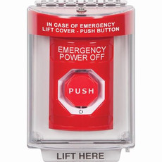 SS2039PO-EN STI Red Indoor/Outdoor Flush Turn-to-Reset (Illuminated) Stopper Station with EMERGENCY POWER OFF Label English