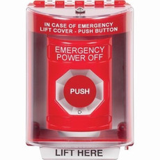 SS2071PO-EN STI Red Indoor/Outdoor Surface Turn-to-Reset Stopper Station with EMERGENCY POWER OFF Label English
