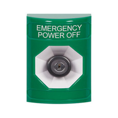 SS2103PO-EN STI Green No Cover Key-to-Activate Stopper Station with EMERGENCY POWER OFF Label English