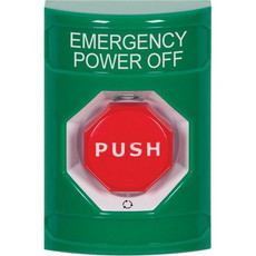 SS2109PO-EN STI Green No Cover Turn-to-Reset (Illuminated) Stopper Station with EMERGENCY POWER OFF Label English