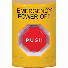 SS2202PO-EN STI Yellow No Cover Key-to-Reset (Illuminated) Stopper Station with EMERGENCY POWER OFF Label English