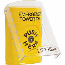 SS2220PO-EN STI Yellow Indoor Only Flush or Surface Key-to-Reset Stopper Station with EMERGENCY POWER OFF Label English