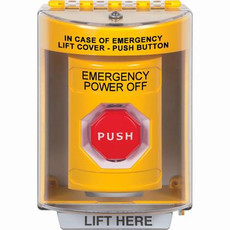 SS2275PO-EN STI Yellow Indoor/Outdoor Surface Momentary (Illuminated) Stopper Station with EMERGENCY POWER OFF Label English