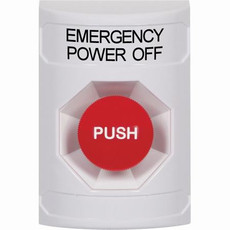 SS2304PO-EN STI White No Cover Momentary Stopper Station with EMERGENCY POWER OFF Label English