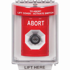 SS2043AB-EN STI Red Indoor/Outdoor Flush w/ Horn Key-to-Activate Stopper Station with ABORT Label English