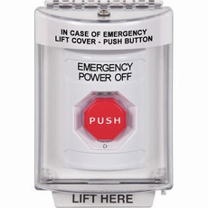 SS2349PO-EN STI White Indoor/Outdoor Flush w/ Horn Turn-to-Reset (Illuminated) Stopper Station with EMERGENCY POWER OFF Label English