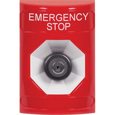 SS2003ES-EN STI Red No Cover Key-to-Activate Stopper Station with EMERGENCY STOP Label English