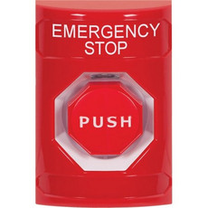 SS2005ES-EN STI Red No Cover Momentary (Illuminated) Stopper Station with EMERGENCY STOP Label English