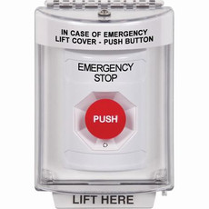 SS2341ES-EN STI White Indoor/Outdoor Flush w/ Horn Turn-to-Reset Stopper Station with EMERGENCY STOP Label English