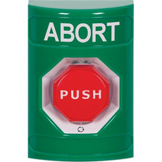 SS2109AB-EN STI Green No Cover Turn-to-Reset (Illuminated) Stopper Station with ABORT Label English