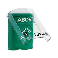 SS2120AB-EN STI Green Indoor Only Flush or Surface Key-to-Reset Stopper Station with ABORT Label English