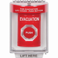 SS2034EV-EN STI Red Indoor/Outdoor Flush Momentary Stopper Station with EVACUATION Label English