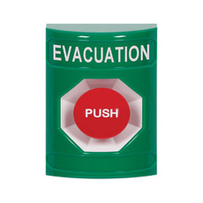 SS2104EV-EN STI Green No Cover Momentary Stopper Station with EVACUATION Label English