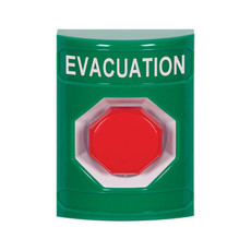 SS2105EV-EN STI Green No Cover Momentary (Illuminated) Stopper Station with EVACUATION Label English