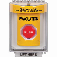 SS2238EV-EN STI Yellow Indoor/Outdoor Flush Pneumatic (Illuminated) Stopper Station with EVACUATION Label English
