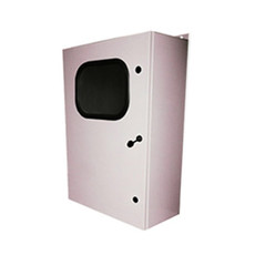 BW-136BPW Mier NEMA Type 4 Outdoor 24" W x 36" H x 12" D Metal Electrical Enclosure - Gray w/ Interior Removable 22" W x 34" H Back-Panel - Door with Window