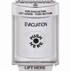 SS2330EV-EN STI White Indoor/Outdoor Flush Key-to-Reset Stopper Station with EVACUATION Label English