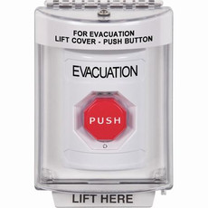 SS2339EV-EN STI White Indoor/Outdoor Flush Turn-to-Reset (Illuminated) Stopper Station with EVACUATION Label English