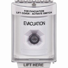 SS2343EV-EN STI White Indoor/Outdoor Flush w/ Horn Key-to-Activate Stopper Station with EVACUATION Label English