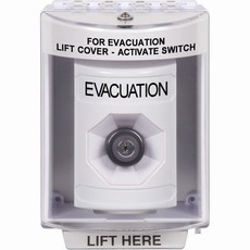 SS2373EV-EN STI White Indoor/Outdoor Surface Key-to-Activate Stopper Station with EVACUATION Label English
