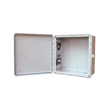 BW-242410C-QTACE Mier NEMA Type 4 Outdoor 24" W x 24" H x 10" D Polycarbonate Electrical Enclosure with AC Unit and Thermostat - Gray - Clear Door with Two Quarter-turn Latches