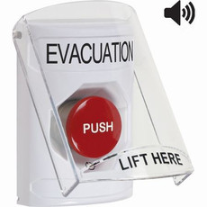 SS23A1EV-EN STI White Indoor Only Flush or Surface w/ Horn Turn-to-Reset Stopper Station with EVACUATION Label English