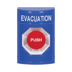 SS2404EV-EN STI Blue No Cover Momentary Stopper Station with EVACUATION Label English