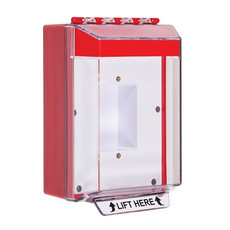 STI-14410NR STI Universal Stopper Low Profile Cover Enclosed Back Box, Sealed Mounting Plate and Hood - No Label - Red