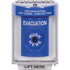 SS2440EV-EN STI Blue Indoor/Outdoor Flush w/ Horn Key-to-Reset Stopper Station with EVACUATION Label English