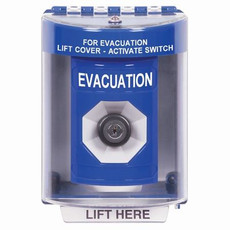 SS2473EV-EN STI Blue Indoor/Outdoor Surface Key-to-Activate Stopper Station with EVACUATION Label English