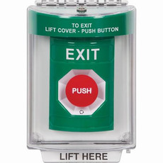 SS2131XT-EN STI Green Indoor/Outdoor Flush Turn-to-Reset Stopper Station with EXIT Label English