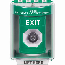 SS2183XT-EN STI Green Indoor/Outdoor Surface w/ Horn Key-to-Activate Stopper Station with EXIT Label English